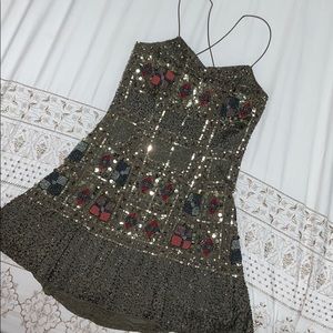 Beaded olive dress